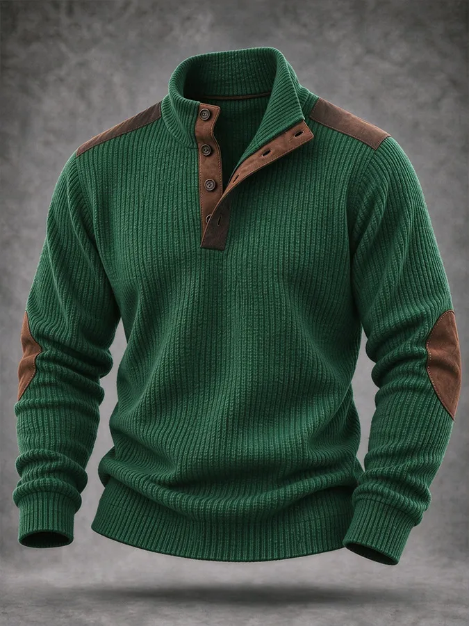 Men'S Casual Western Knitted Button Sports Shirt