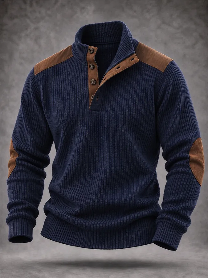 Men'S Casual Western Knitted Button Sports Shirt