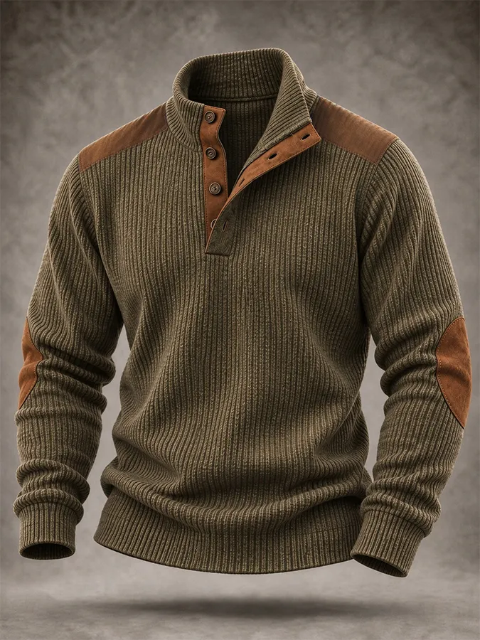 Men'S Casual Western Knitted Button Sports Shirt