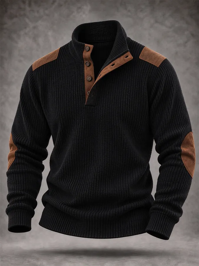 Men'S Casual Western Knitted Button Sports Shirt