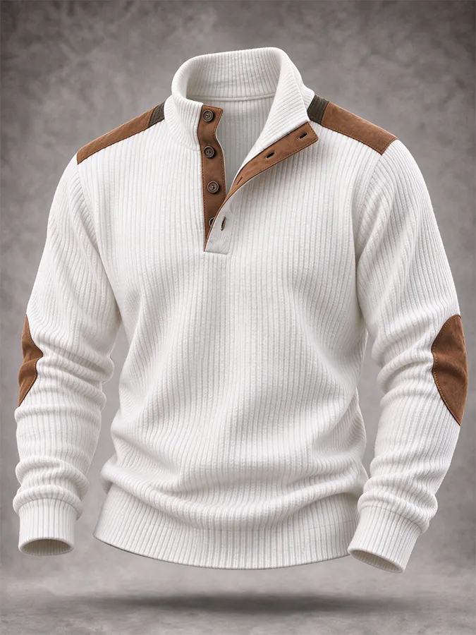 Men'S Casual Western Knitted Button Sports Shirt