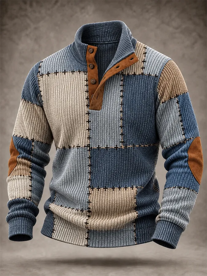 Men'S Casual Western Knitted Button Sports Shirt
