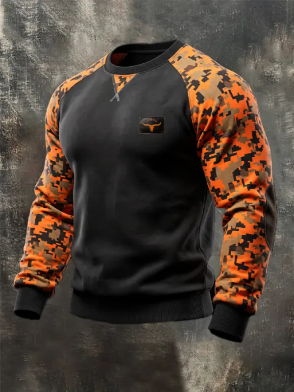 Men'S Retro Camouflage-Panel Sweatshirt