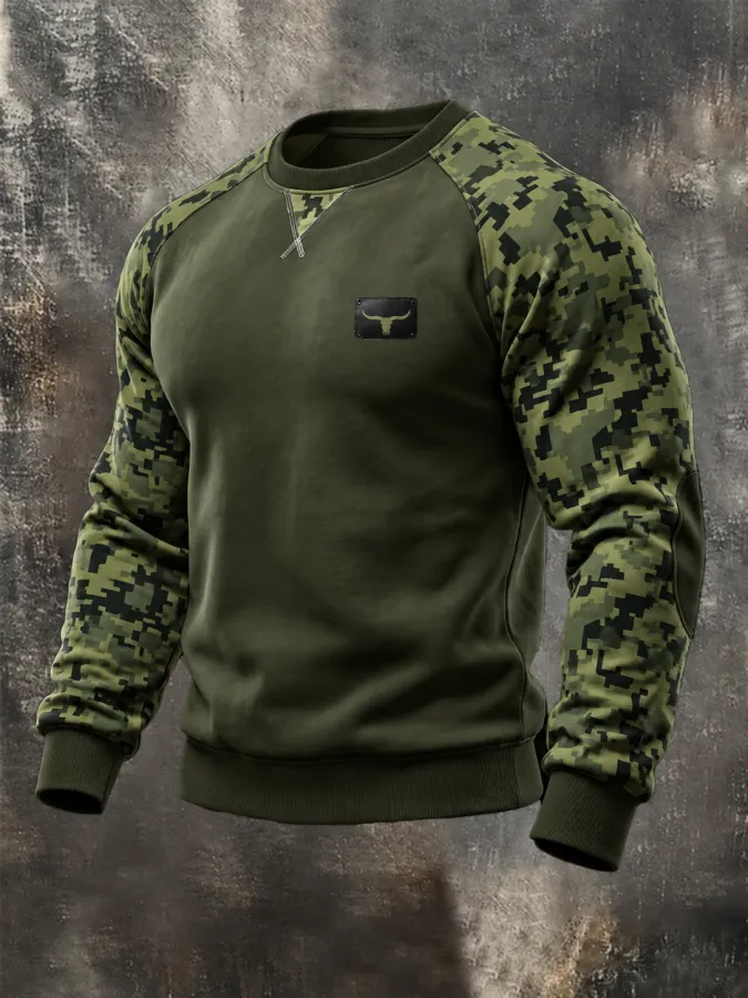 Men'S Retro Camouflage-Panel Sweatshirt