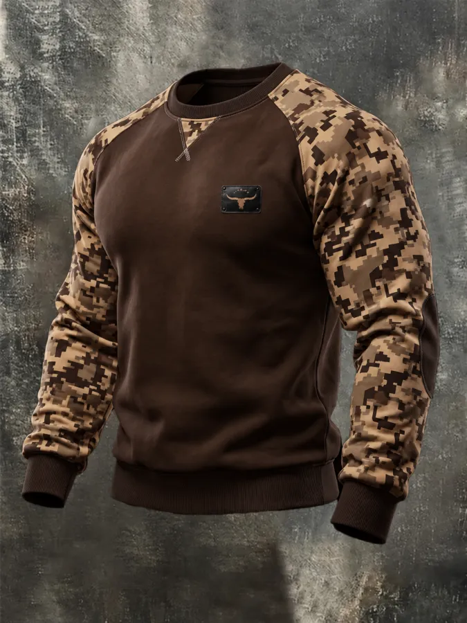 Men'S Retro Camouflage-Panel Sweatshirt
