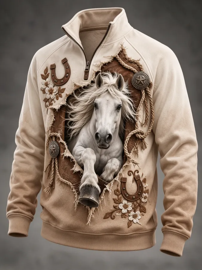 Men's Western Vintage Animal Graphic Sweatshirt