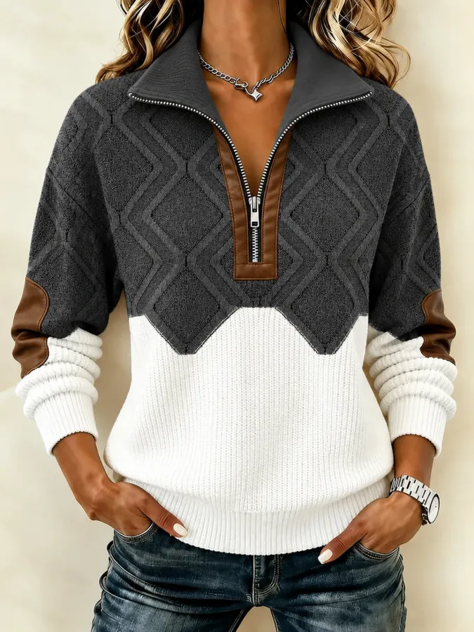 Women Abstract Stand Collar Printing Casual Spring/Fall Long Sleeve Sweatshirt
