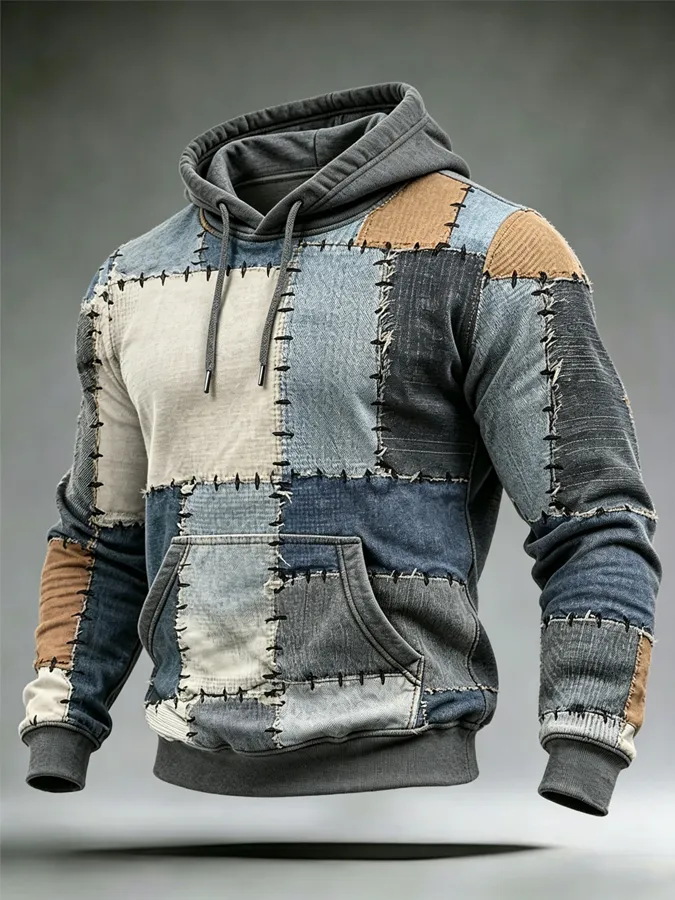 Men's Western Style Printed Casual Hoodie