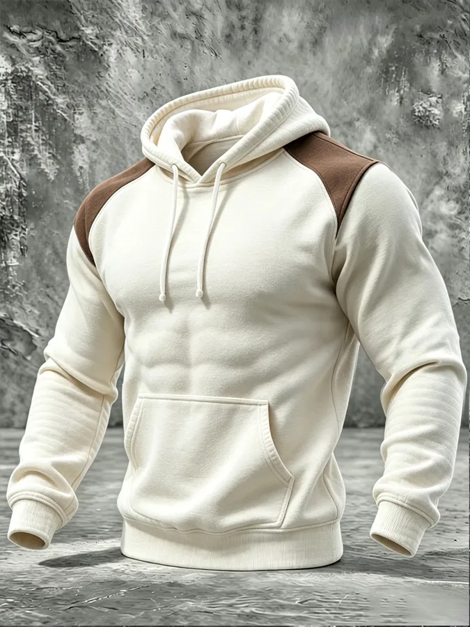 Men's Casual Splicing Retro Printed Hoodie