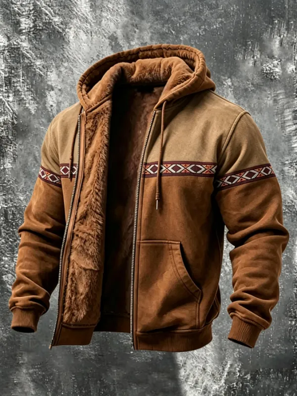 Men's Retro Western Cowboy Totem with Velvet Coat