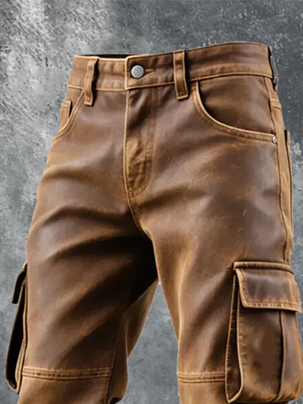 Men'S Retro Western Style Suede Pocket Pants