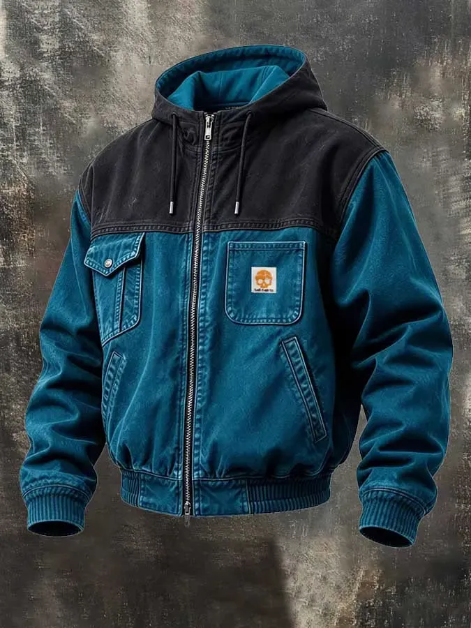 Men's Outdoor Pocket Splicing Color Contrast Zipper Jacket