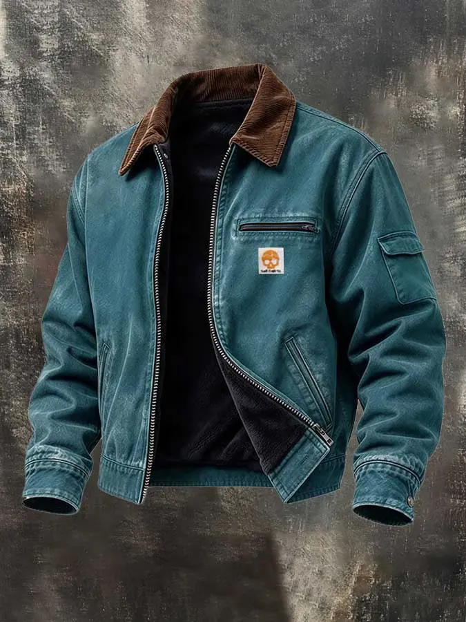 Men's Outdoor Retro Vintage Pocket Zipper Jacket