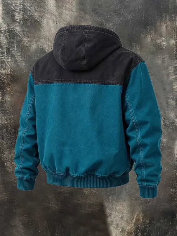 Men's Outdoor Pocket Splicing Color Contrast Zipper Jacket