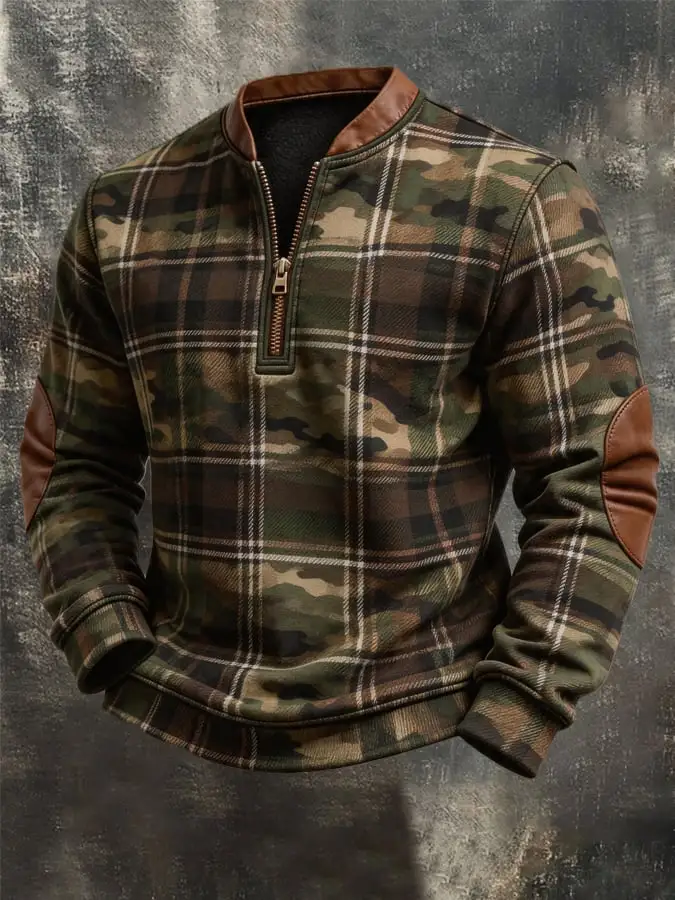 Men'S Outdoor Veteran Camouflage Zip-Up Sweatshirt