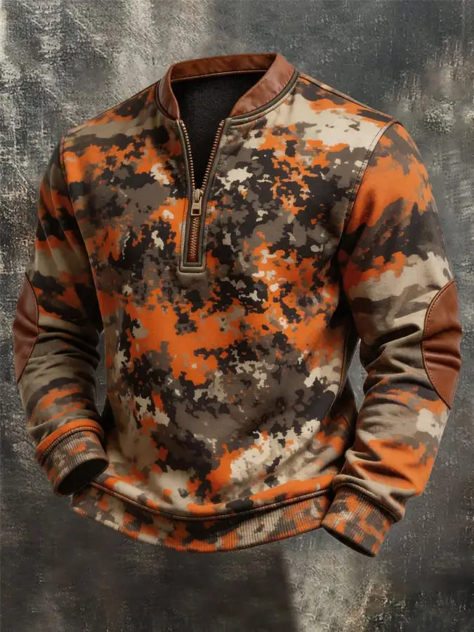 Men's Outdoor Veteran Camouflage Zip-Up Sweatshirt
