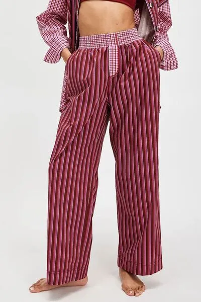 Soft Striped Wide Leg Pants