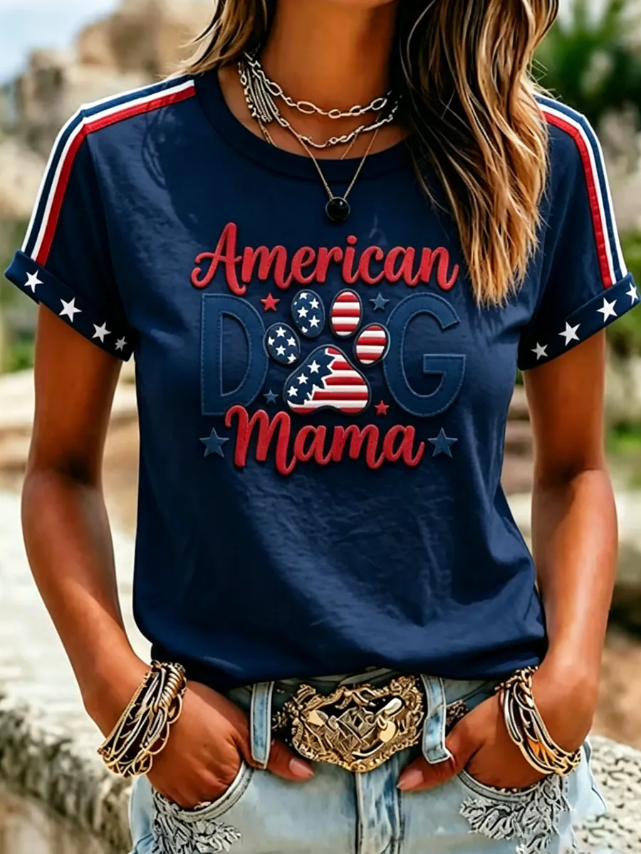 Women'S Proud American Dog 250Th Anniversary Patriotic Claw Print T-Shirt