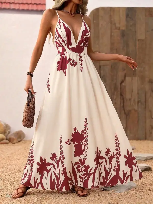 V Neck Maxi Dress