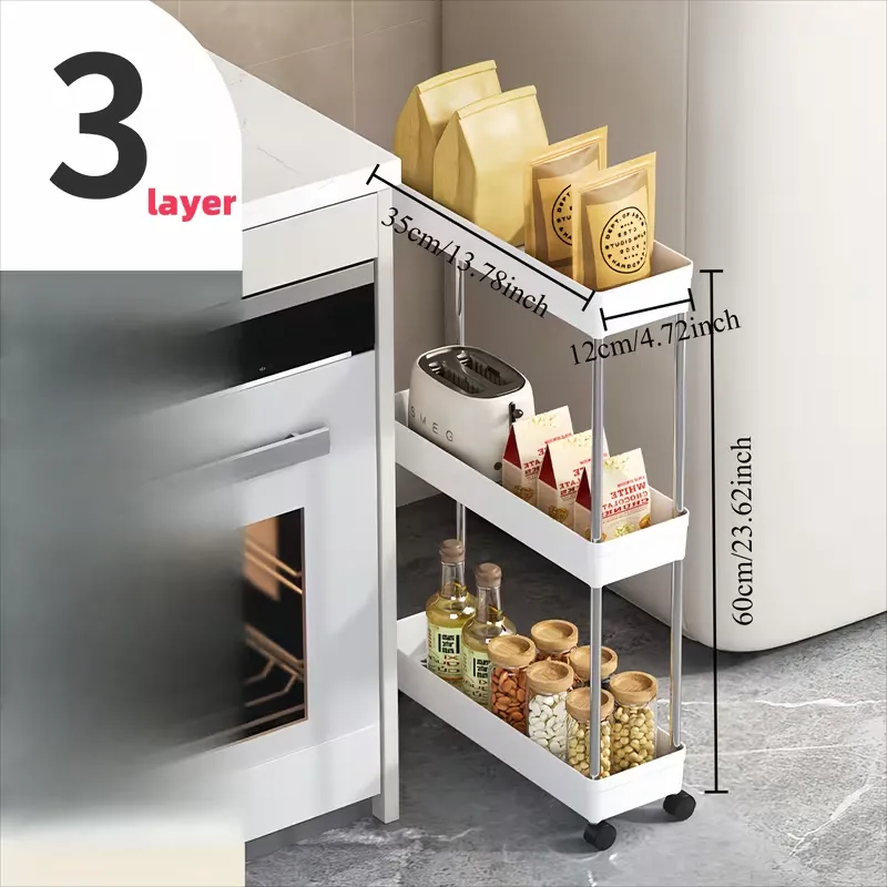 Mobile Narrow Kitchen Storage Rack