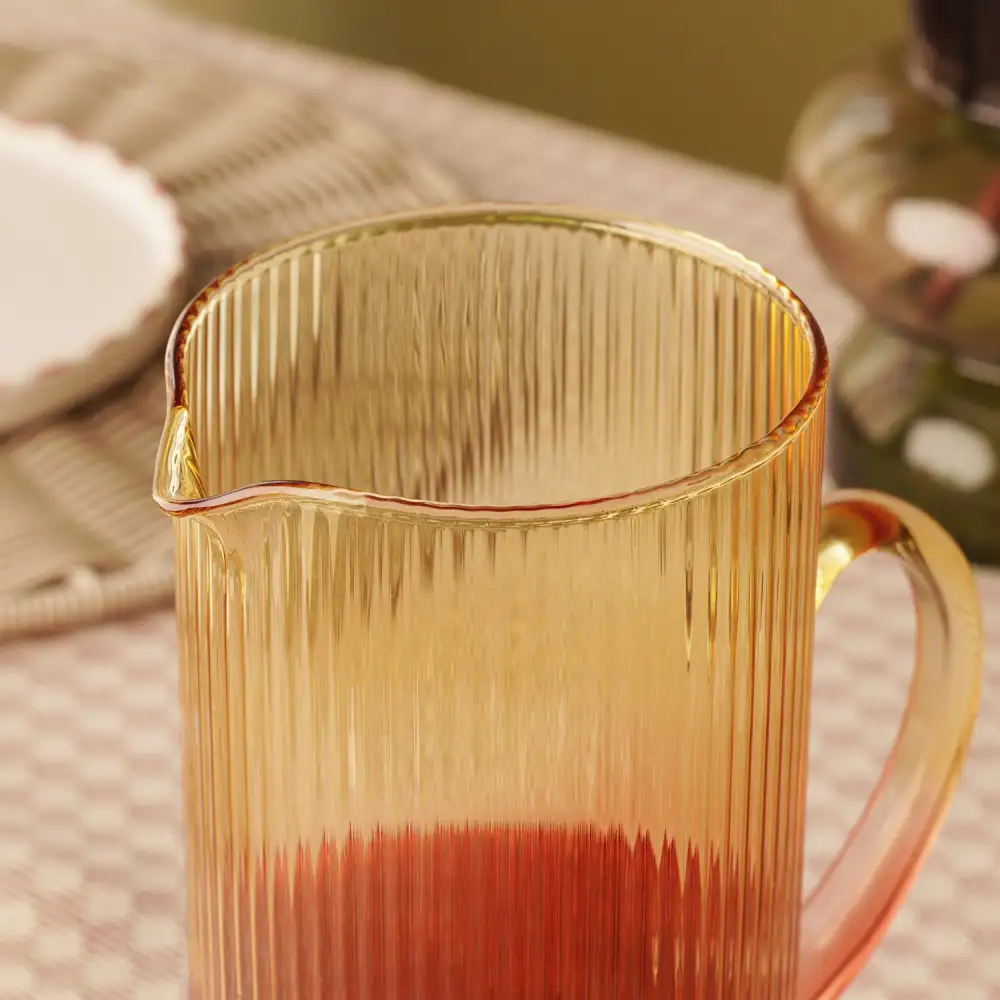 Linear Textured Glass Pitcher
