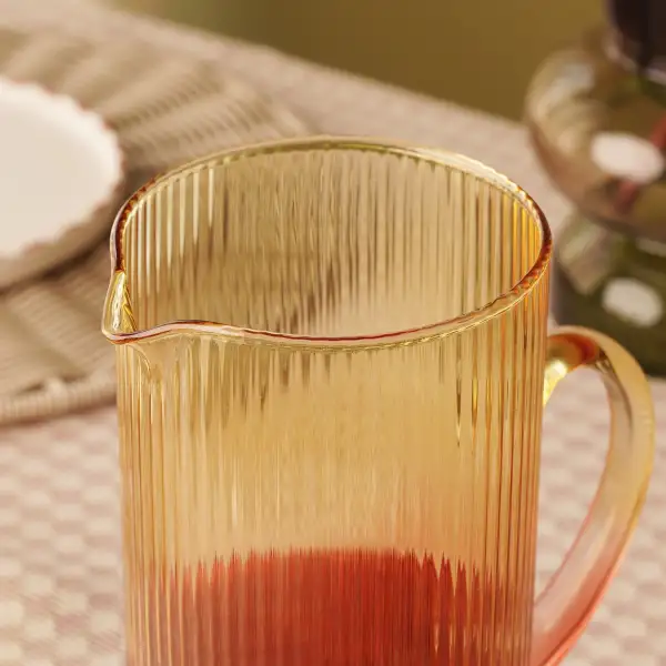 Linear Textured Glass Pitcher