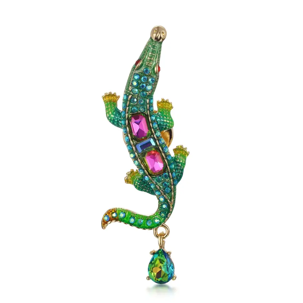 Crocodile Crystal Clutch Brooch