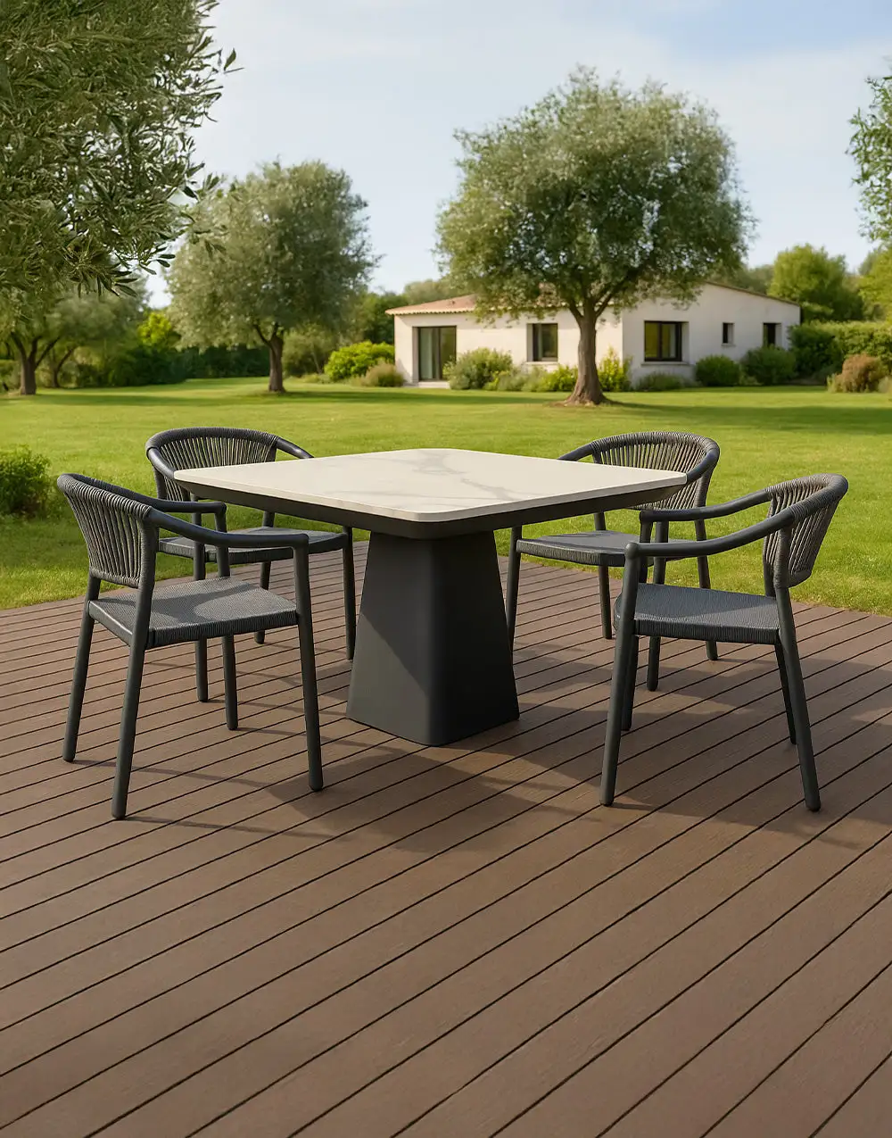 Modern Slatted Patio Table