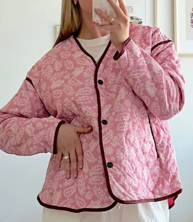 Floral Relaxed V-Neck Jacket