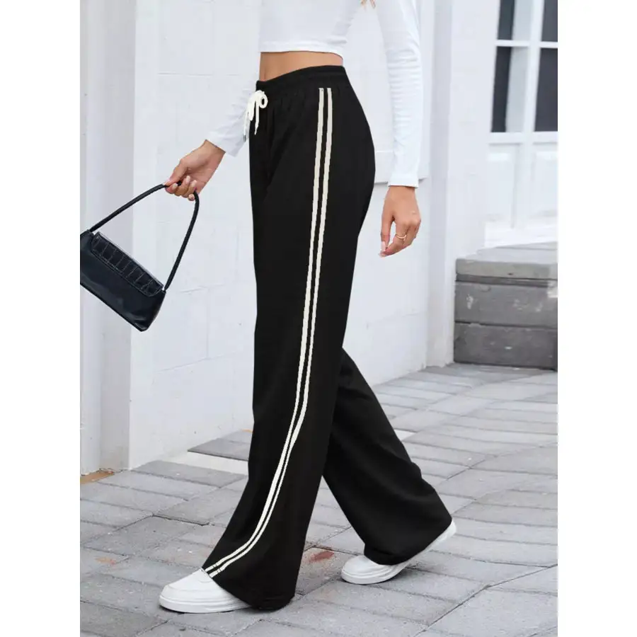 Side Striped Wide Leg Pants
