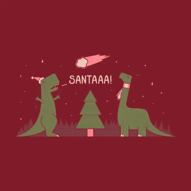 Men's Casual Festive Dinosaur Print Long-Sleeve Tee