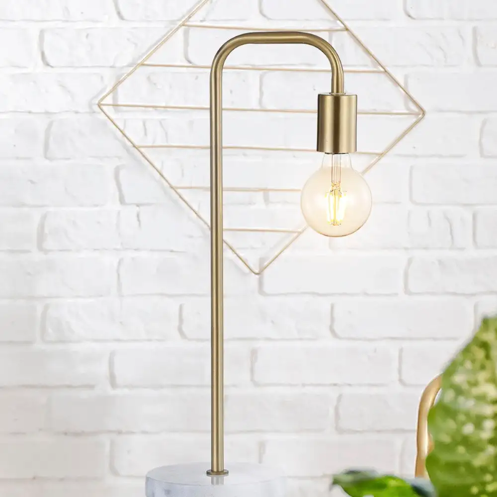 Minimalist Glam Pipe Metal/marble LED Table Lamp