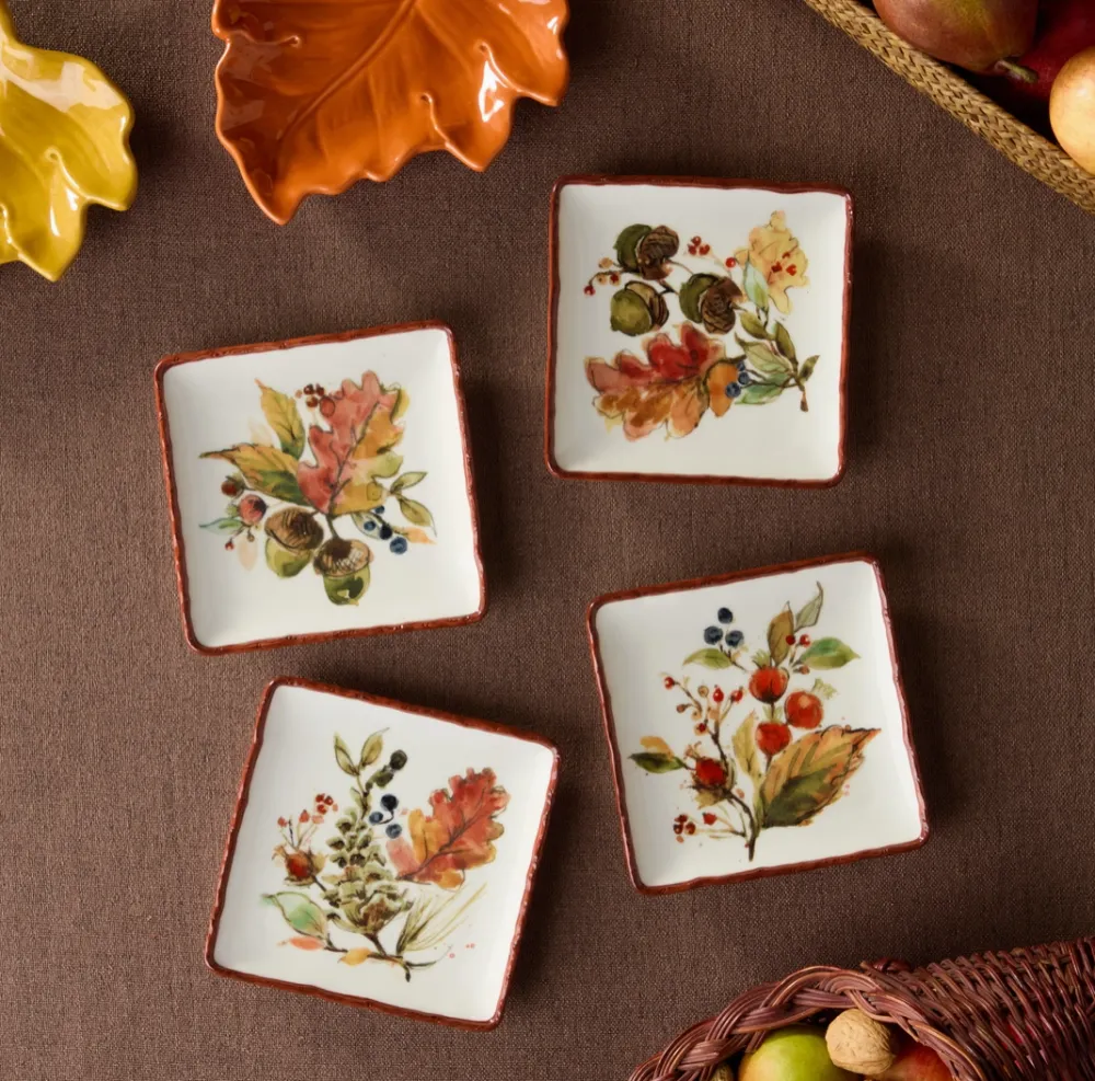 Canape Plates, Assorted. Four Piece Set