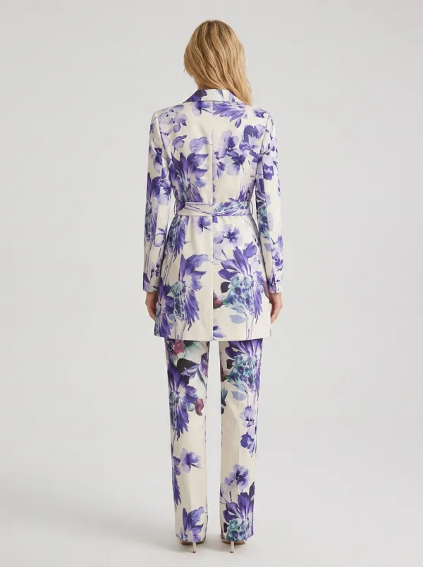 Women's Floral Lover Purple Watercolor Printed Blazer Jacket
