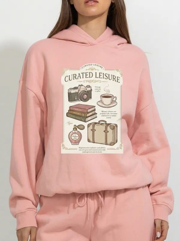 Women's Vintage Aesthetic Camera Coffee Book Printed Hoodie