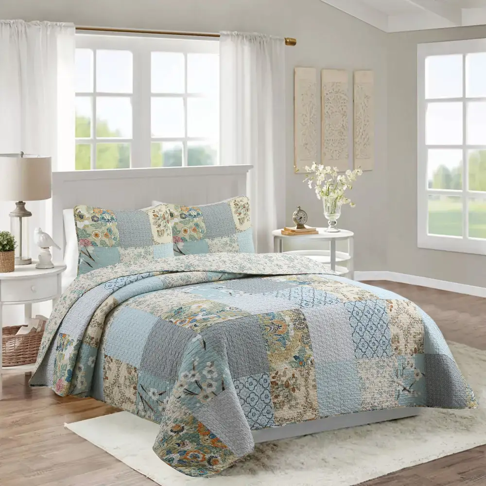 Cotton Floral Patchwork Quilt Bedding Set