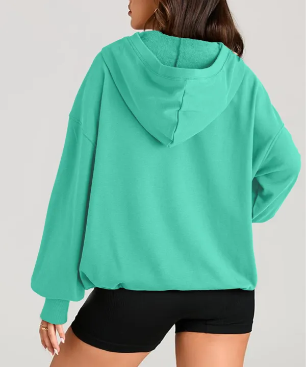 Half-Zip Pocketed Long-Sleeve Hoodie