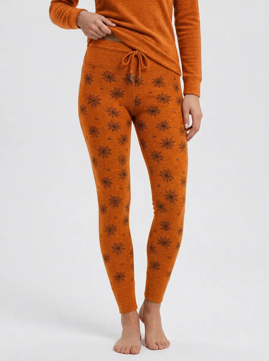 Women's Halloween Pumpkin Spiderweb Printed Leggings