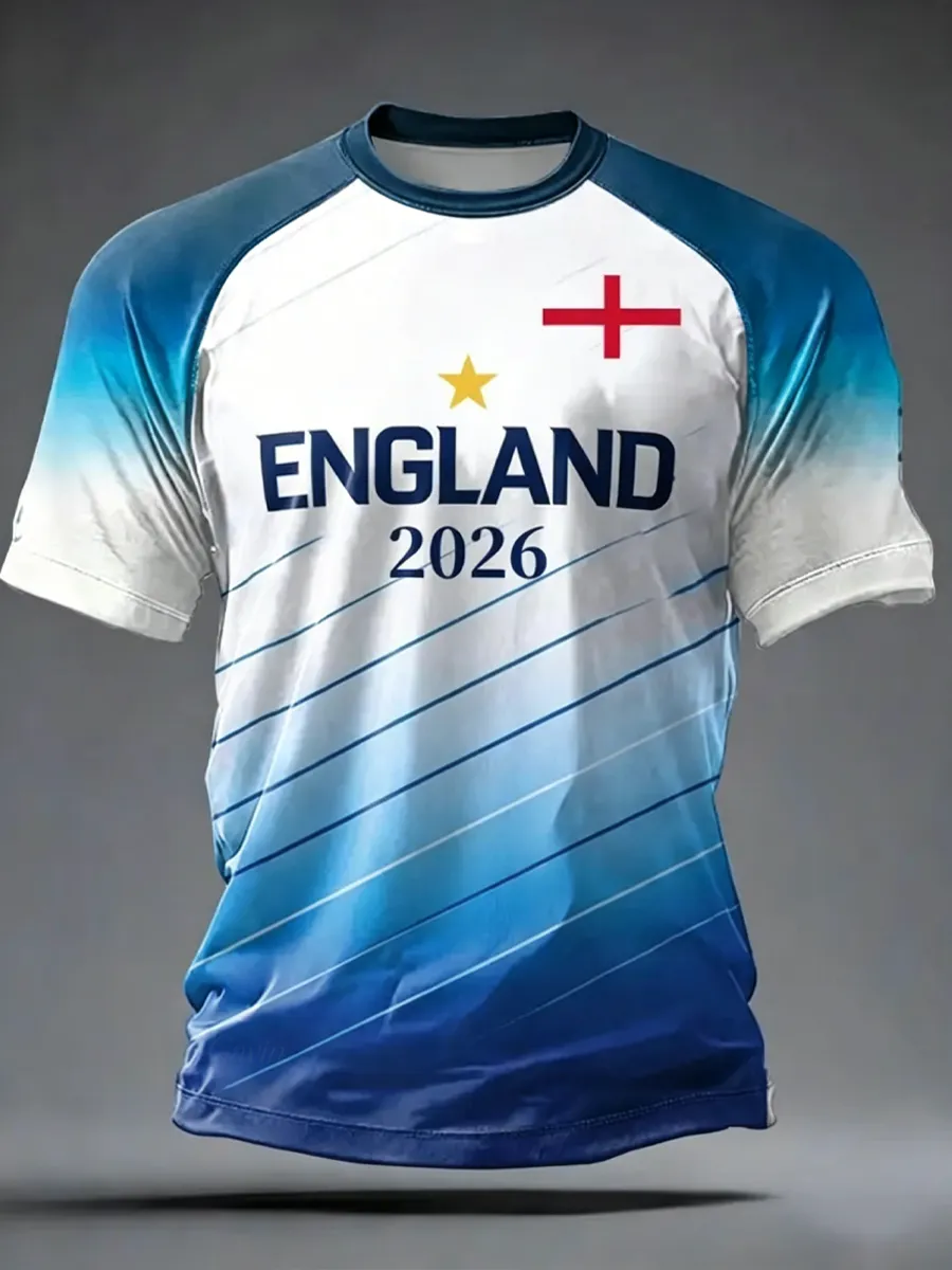Men'S UK Football Lover England Printed Short Sleeves T-Shirt