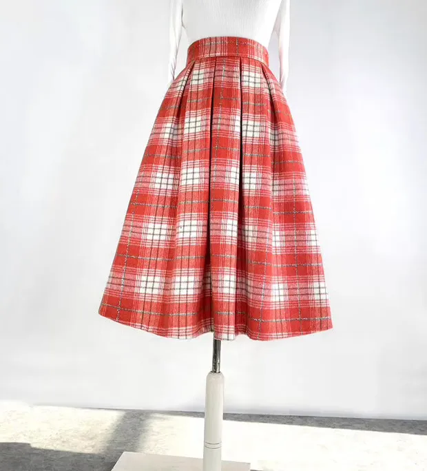 Plaid High Waist Skirt