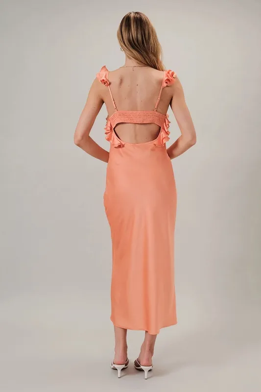 Clean Fit Satin Ruffle Dress