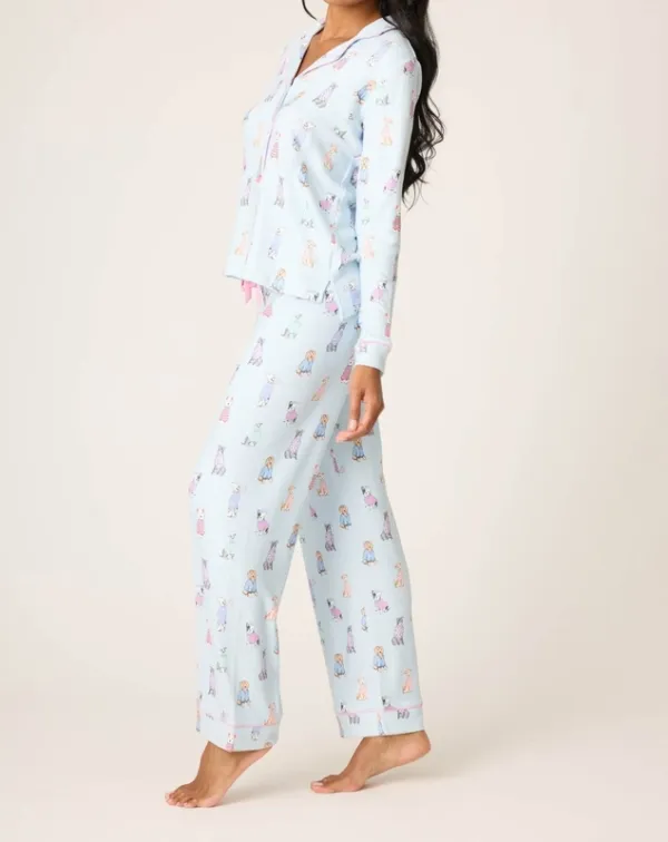 Collared Button-Front Sleep Set