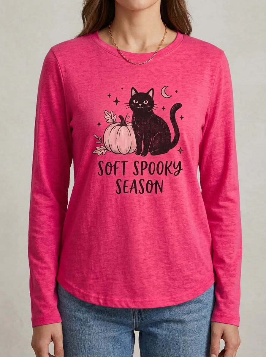Pumpkin Halloween Cotton Linen Long Sleeve Top