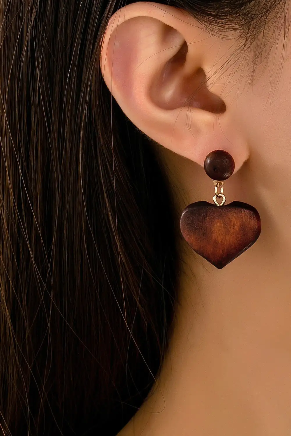 Wooden Heart Drop arrings