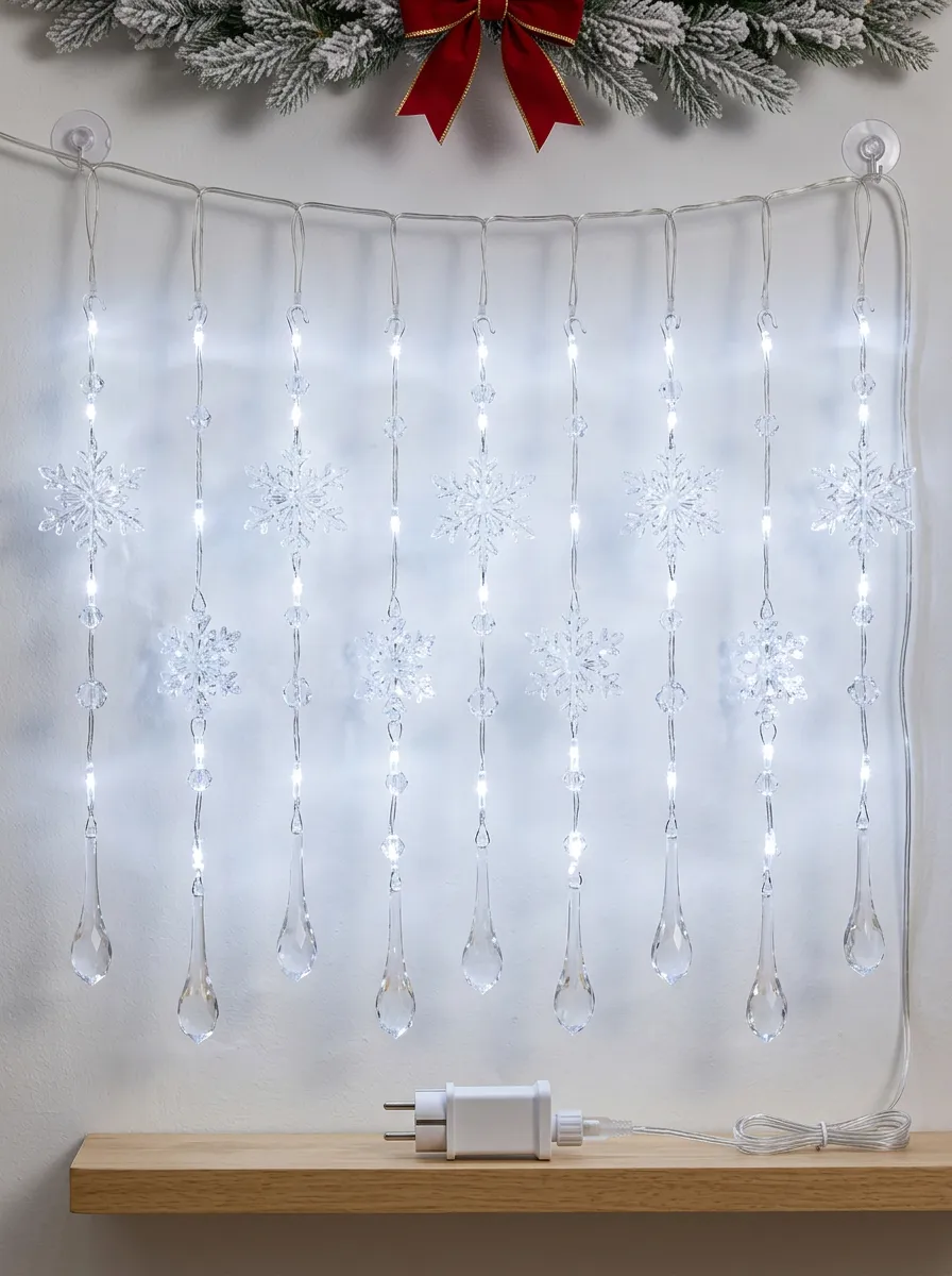 Snowflake Crystal Icicle Christmas LED String Lights