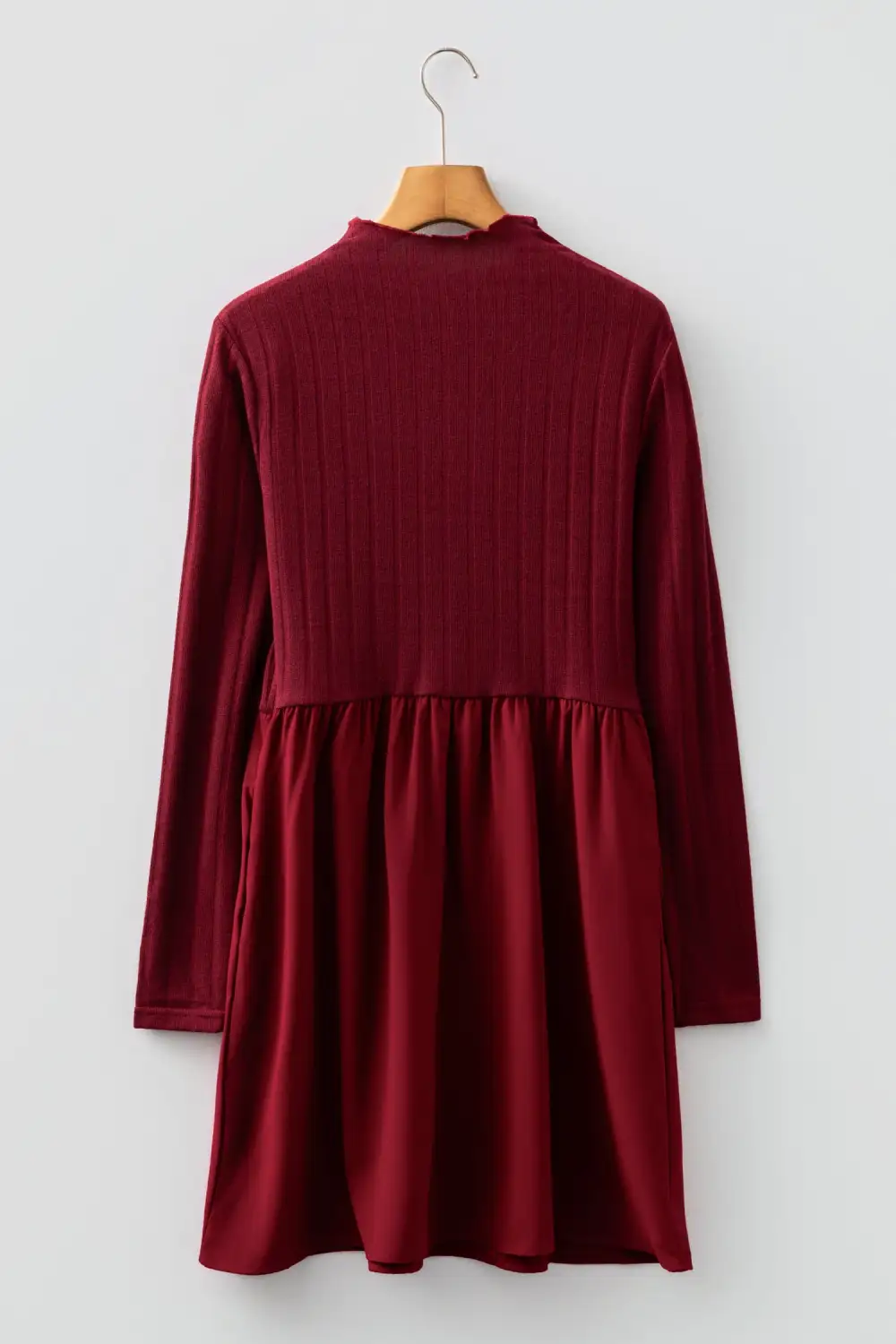 Polished Detail Patchwork Ribbed Knit Mini Dress