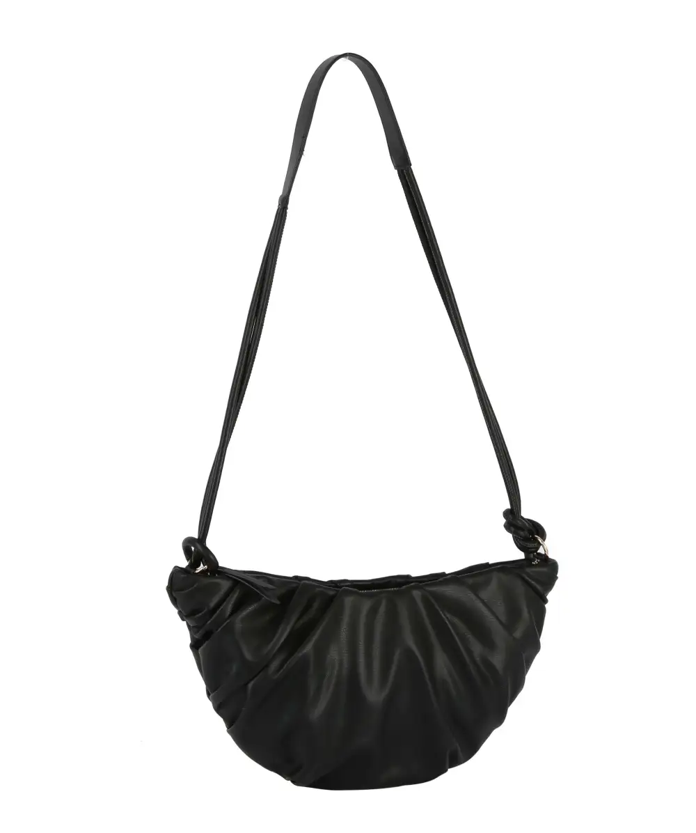 Pocketed Pleated Faux Leather Shoulder Bag