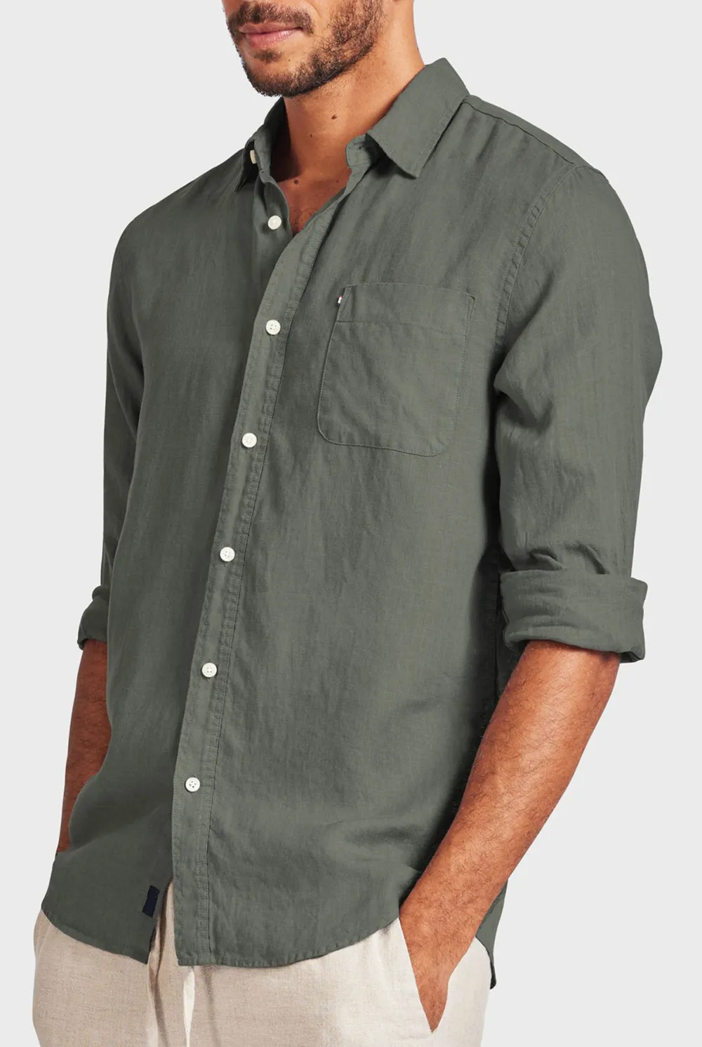 Abstract Stripe Linen Casual Button Up Shirt