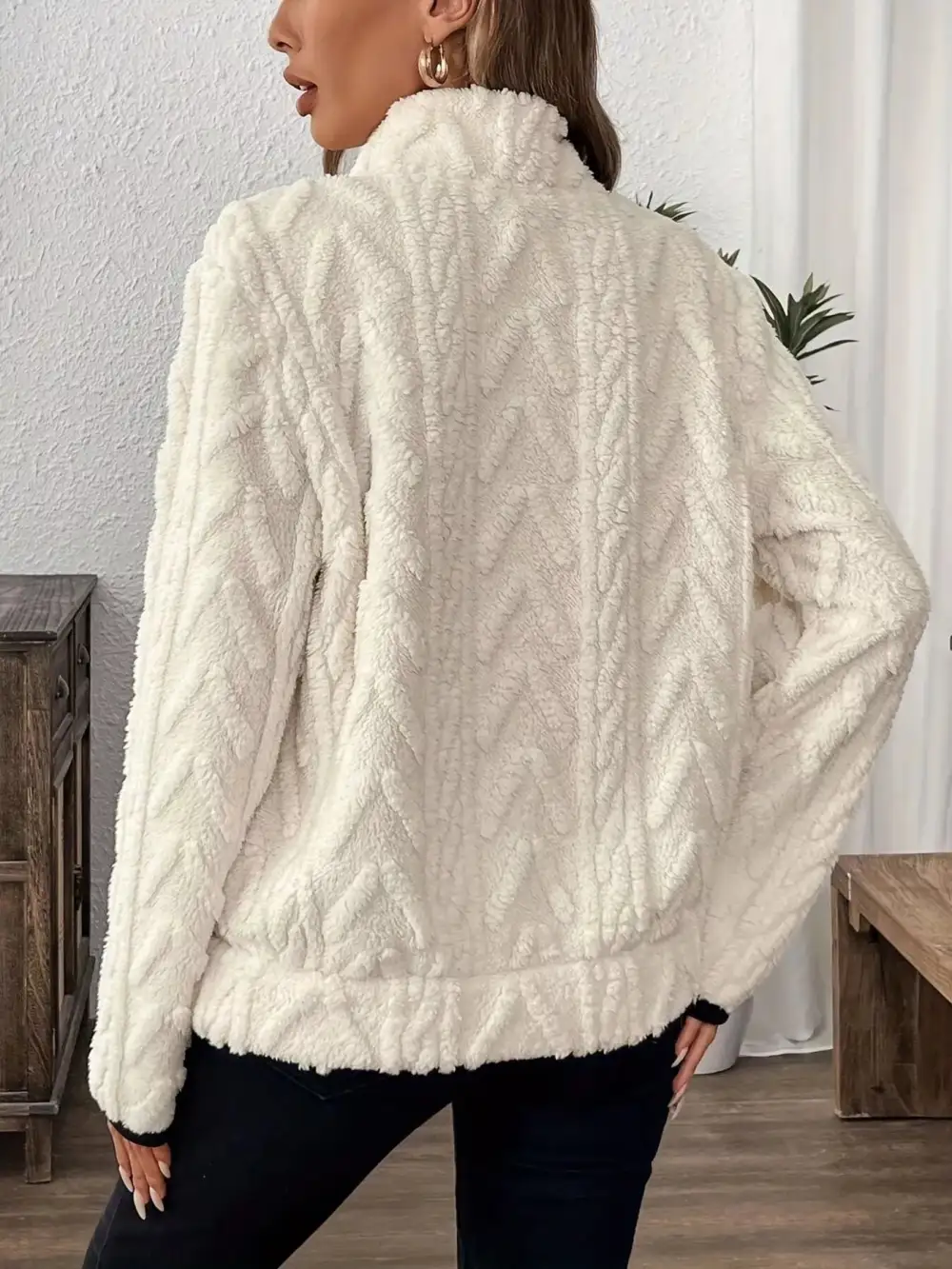 Fleece Half Zip Sweatshirt Plus Size