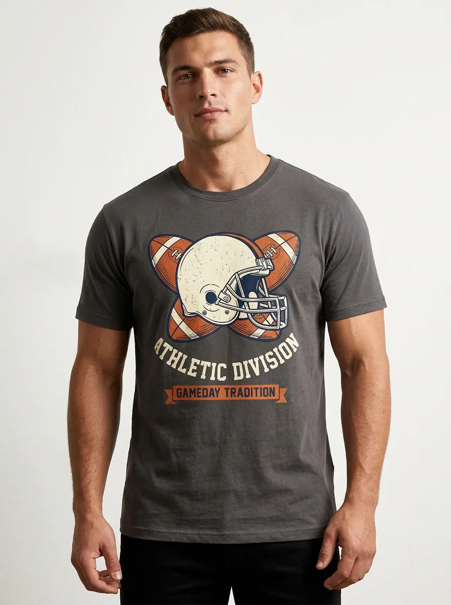 Men's American Football Lover Helmet Graphic T-shirt